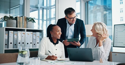 Accounting office and business people with meeting representing SOP training